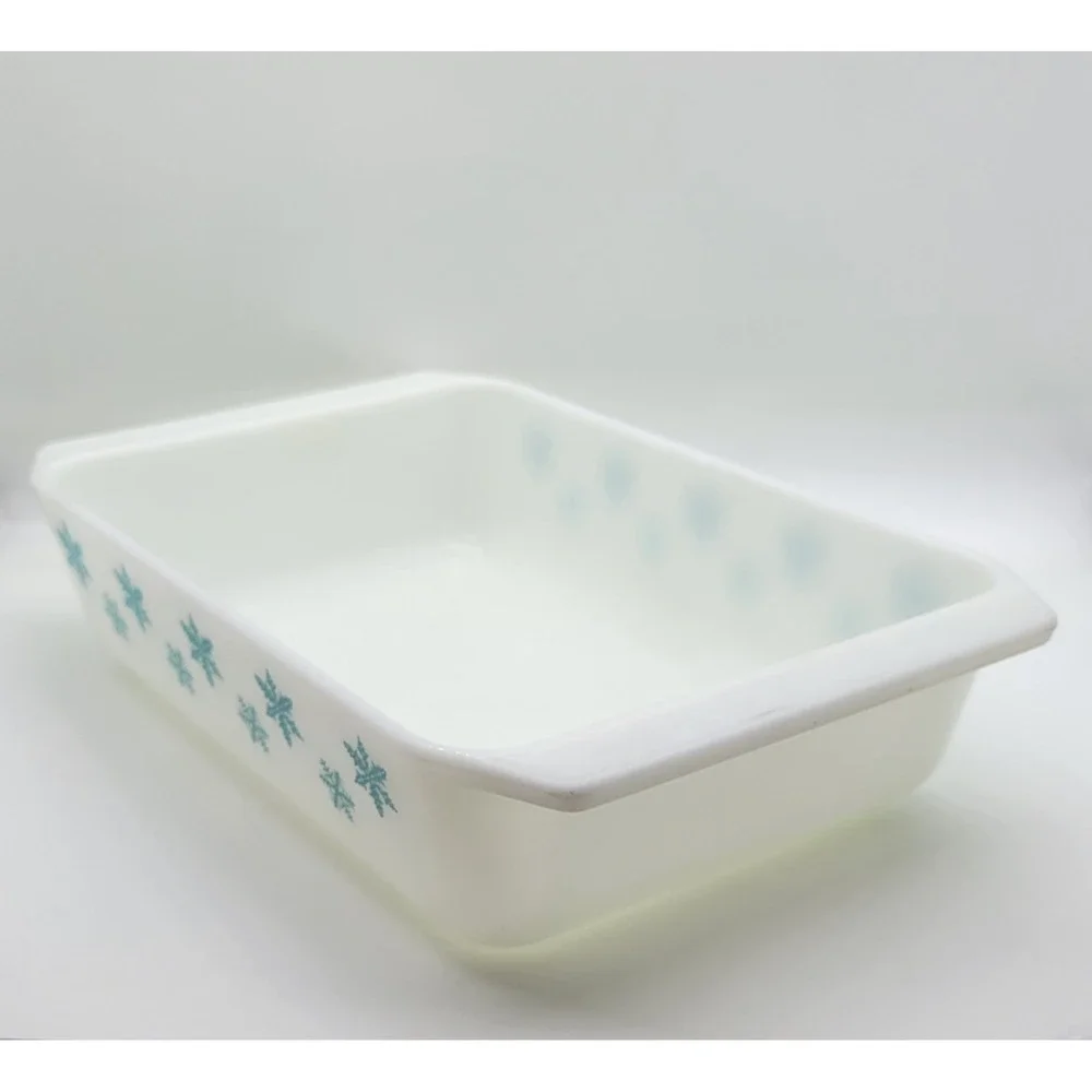 Vintage Pyrex 575-B Snowflake Turquoise Space Saver Casserole Dish 2Qt 1956-1963